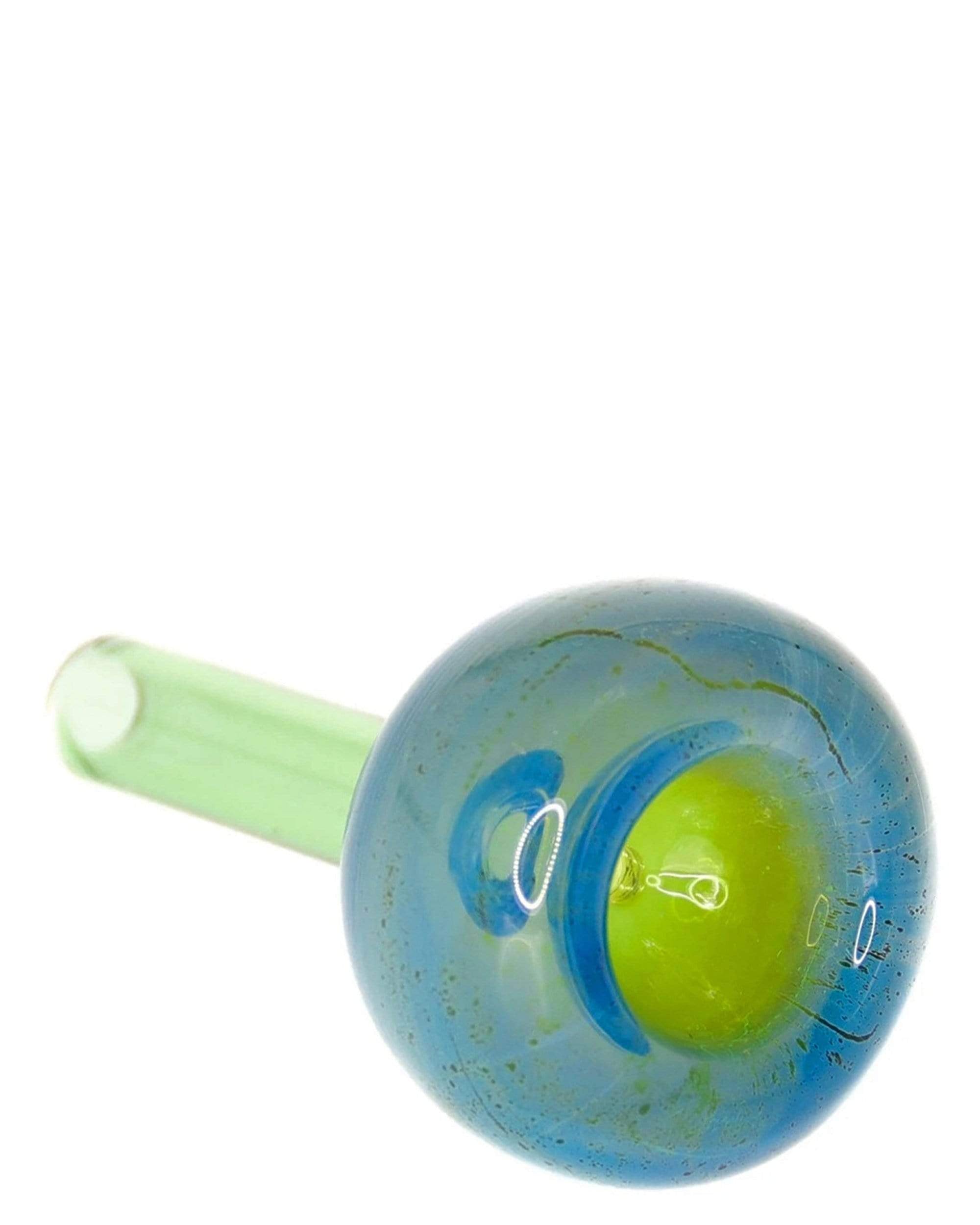 Front view of the Mermaid Replacement Bowl, a blue glass piece with a green stem, displayed against a plain white background. Front view of the Mermaid Replacement Bowl, a blue glass piece with a green stem, displayed against a plain white background.