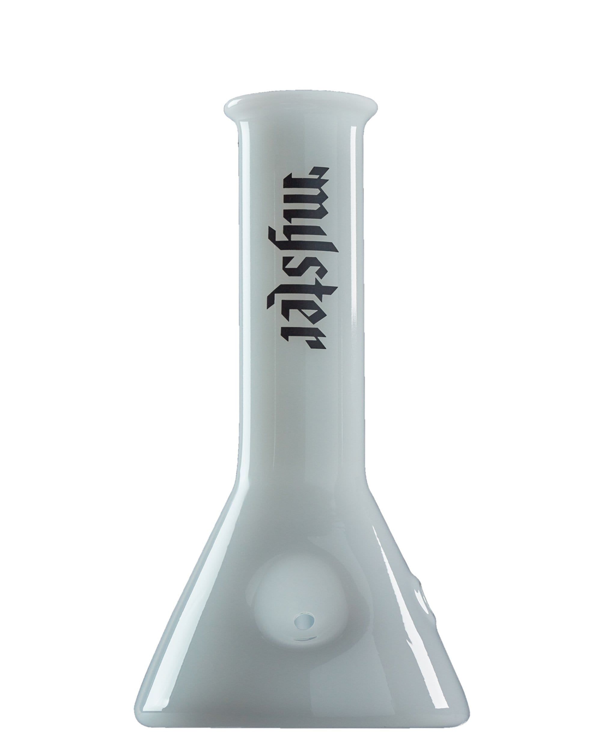 Front view of the Beaker Dry Pipe, a clear glass piece with a classic beaker shape and simple design. Front view of the Beaker Dry Pipe, a clear glass piece with a classic beaker shape and simple design.