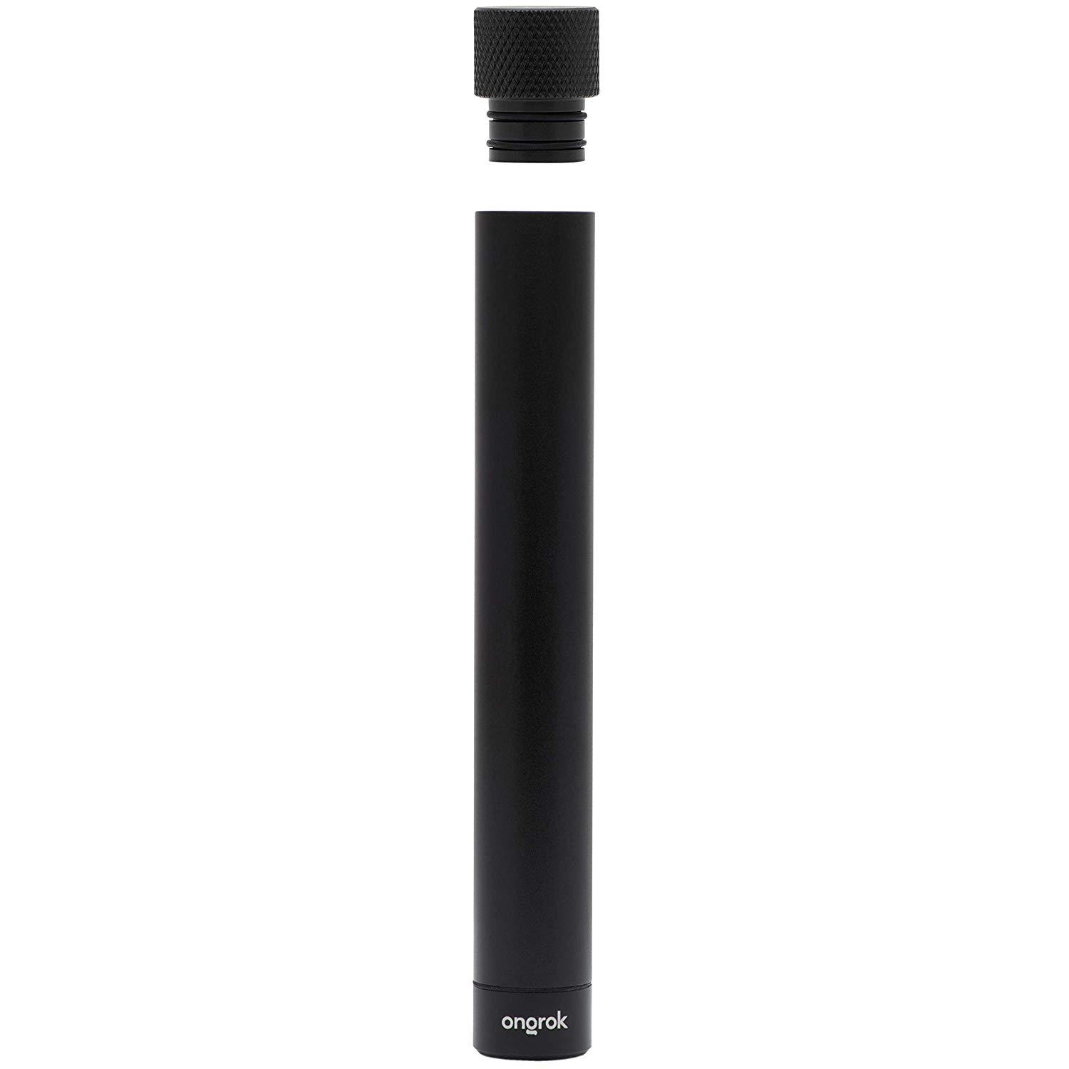 Front view of the Premium Storage Tube, a sleek black container positioned against a plain white background. Front view of the Premium Storage Tube, a sleek black container positioned against a plain white background.