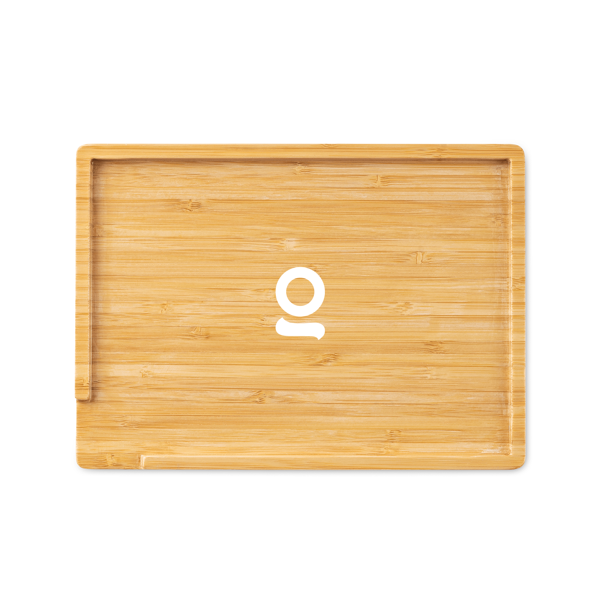 Overhead view of the Sustainable Bamboo Wood Rolling Tray, showing its rectangular shape and natural wood grain. Overhead view of the Sustainable Bamboo Wood Rolling Tray, showing its rectangular shape and natural wood grain.
