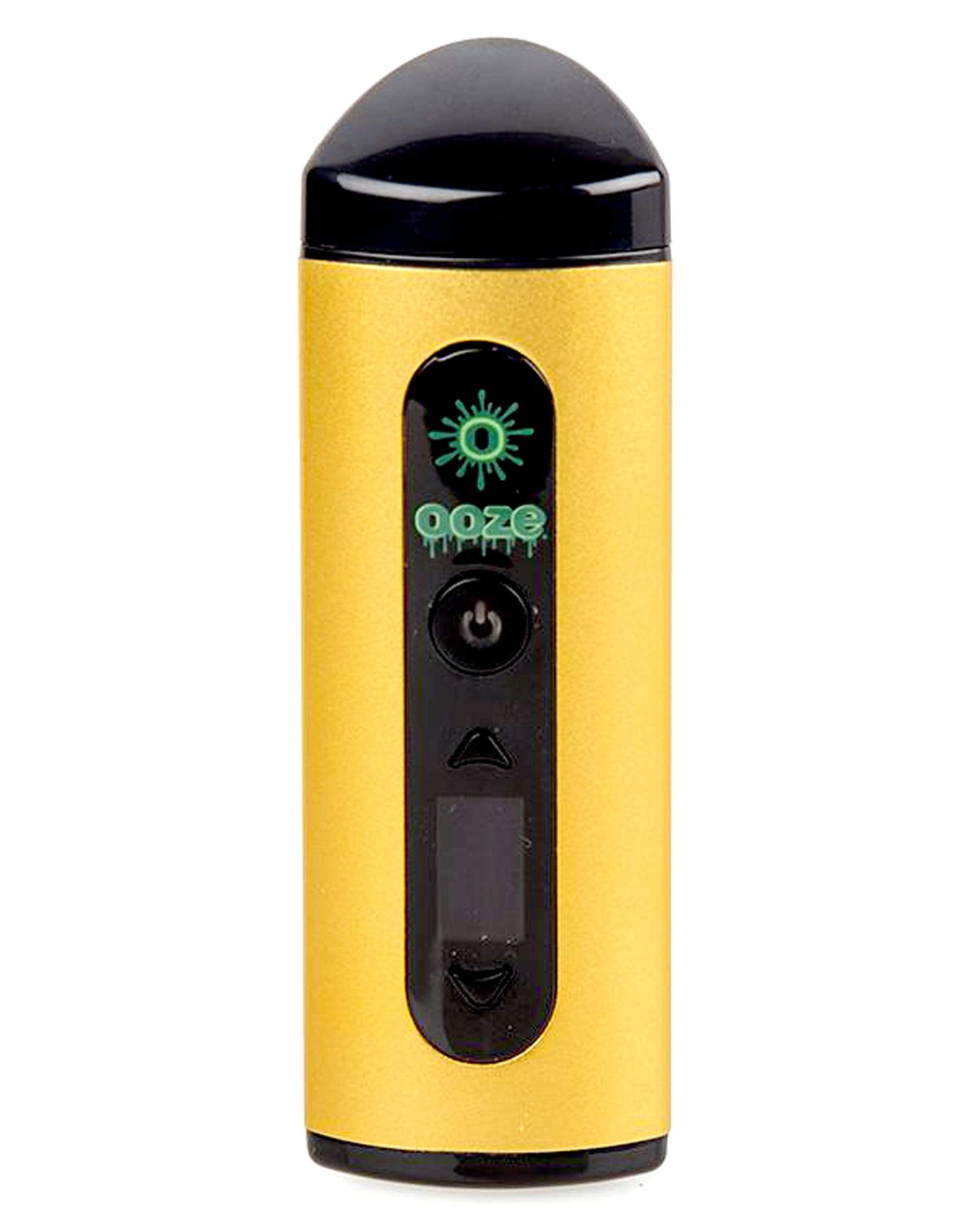 Front view of the Drought Dry Herb Vaporizer, a sleek, black pen-shaped device against a plain white background. Front view of the Drought Dry Herb Vaporizer, a sleek, black pen-shaped device against a plain white background.