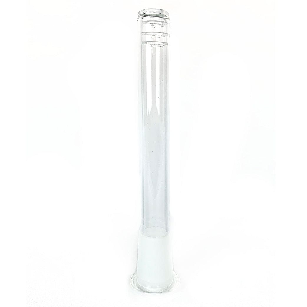 The Downstem is shown in a straight-on view of a clear glass tube against a plain white background. The Downstem is shown in a straight-on view of a clear glass tube against a plain white background.