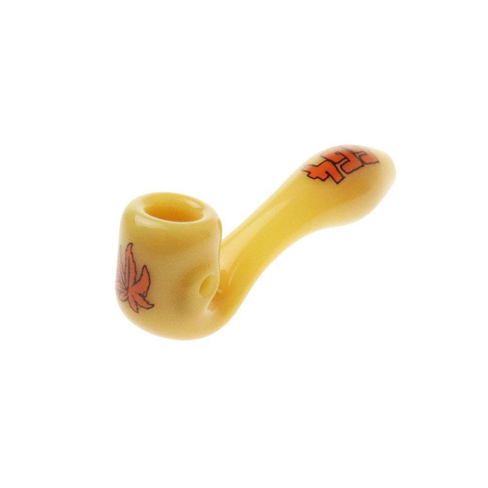 A side view of the Famous Brandz Puff Puff Pass Sherlock Hand Pipe, featuring a curved bowl and detailed sculpting. A side view of the Famous Brandz Puff Puff Pass Sherlock Hand Pipe, featuring a curved bowl and detailed sculpting.