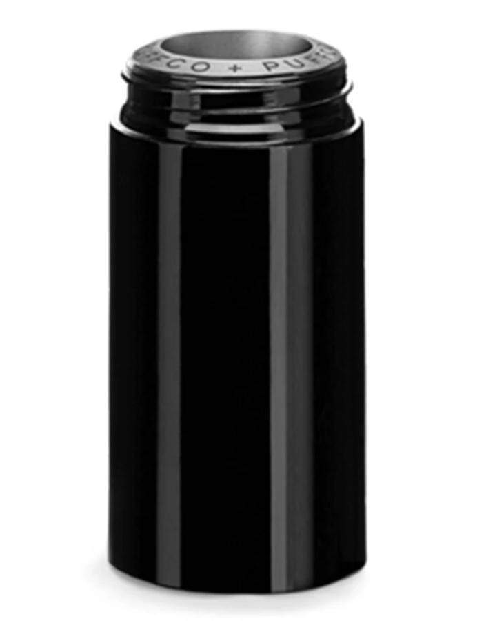 Front view of the Plus Atomizer, a sleek, black component captured in a studio setting with soft lighting. Front view of the Plus Atomizer, a sleek, black component captured in a studio setting with soft lighting.