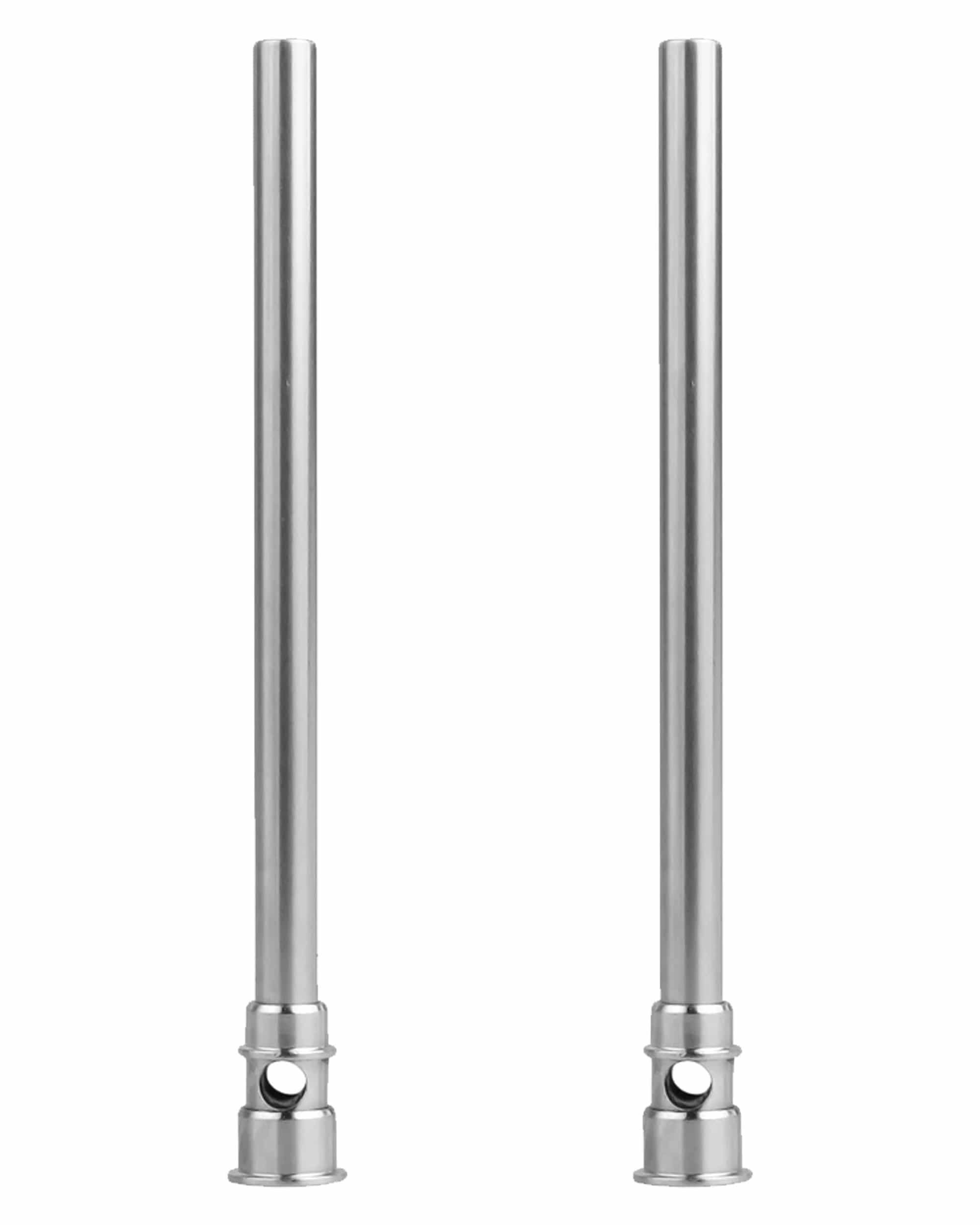 Front view of the RöK Dry Airpath Tube, a stainless steel tube with a simple cylindrical design and a visible joint. Front view of the RöK Dry Airpath Tube, a stainless steel tube with a simple cylindrical design and a visible joint.