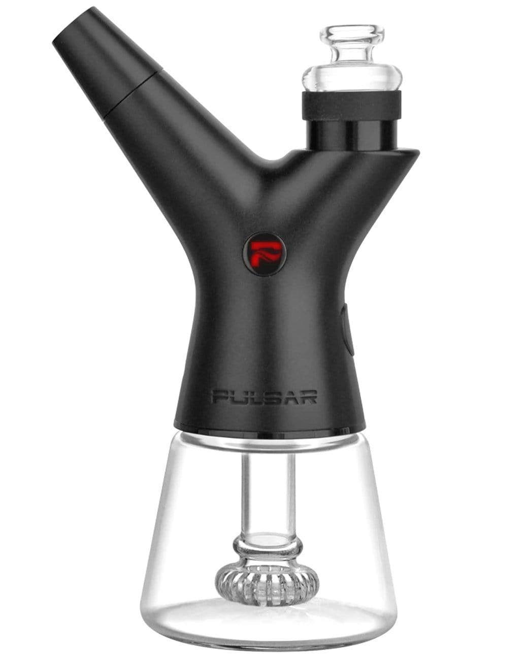 Front view of the RöK - Electric Dab Rig, a compact, silver-colored device with a glass bubbler and sleek, modern design. Front view of the RöK - Electric Dab Rig, a compact, silver-colored device with a glass bubbler and sleek, modern design.