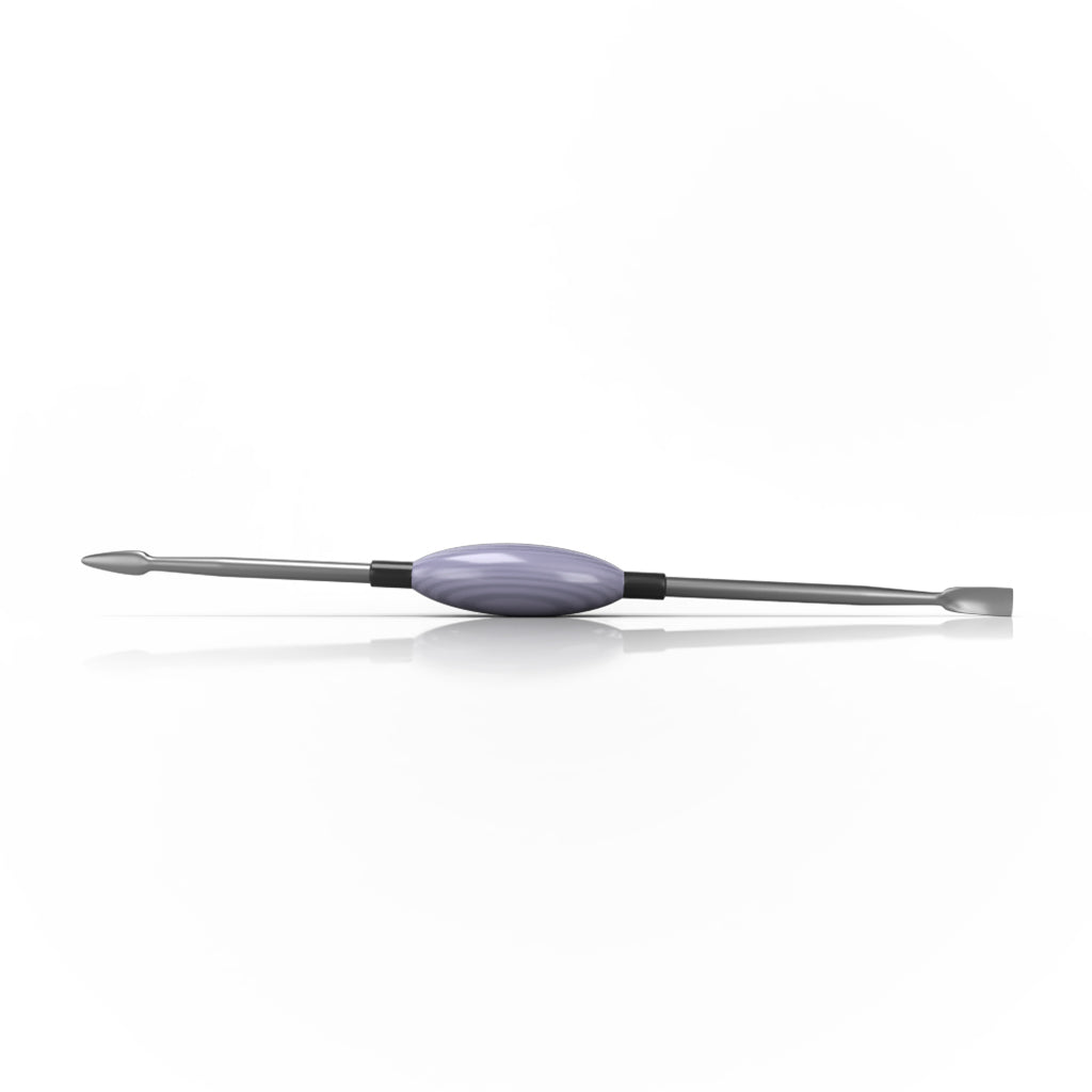 The Oval Dab Tool is shown in a close-up, side view with a reflective surface on a neutral background. The Oval Dab Tool is shown in a close-up, side view with a reflective surface on a neutral background.