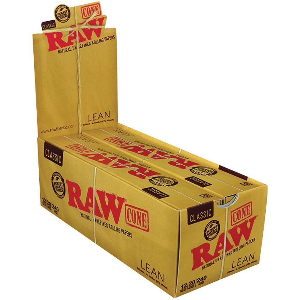 A slightly angled view of the Classic Lean Cones packaging, displaying stacked cone sleeves in a branded box. A slightly angled view of the Classic Lean Cones packaging, displaying stacked cone sleeves in a branded box.