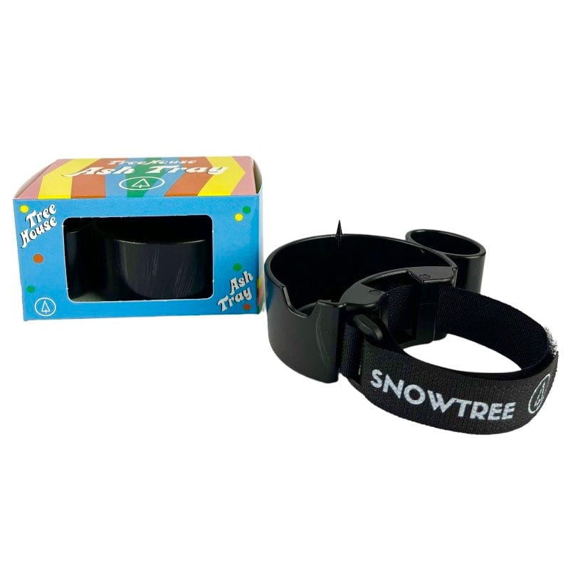 A close-up shows the TreeHouse Ashtray with its branded packaging, highlighting the packaging’s graphic design. A close-up shows the TreeHouse Ashtray with its branded packaging, highlighting the packaging’s graphic design.