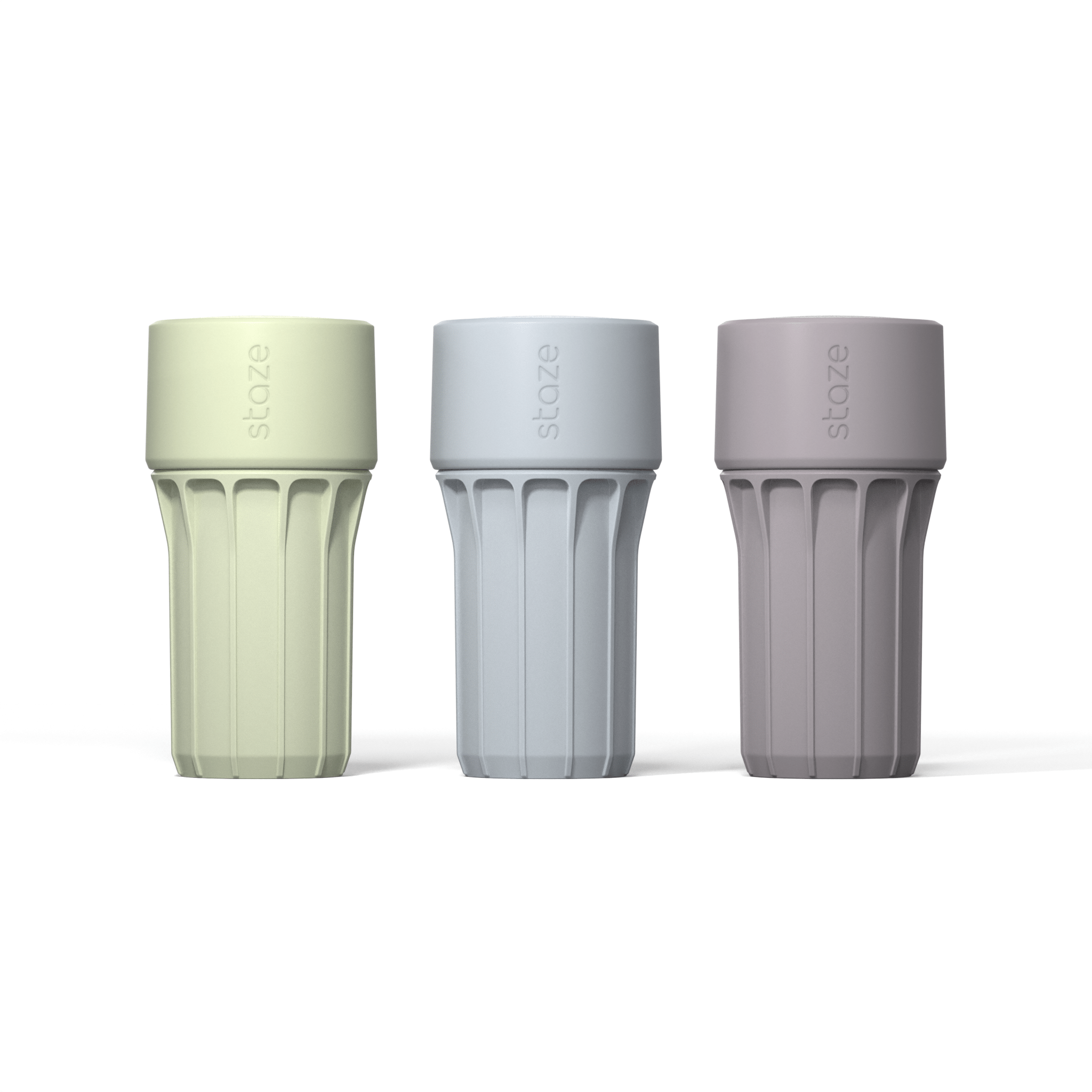 Front view of the Preserve Trio, showcasing three stacked, minimalist cylinders in muted tones against a clean white background. Front view of the Preserve Trio, showcasing three stacked, minimalist cylinders in muted tones against a clean white background.