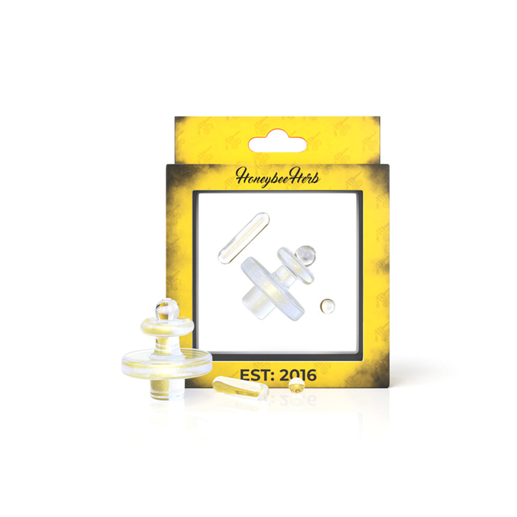 Front view of the Opal Deluxe Control Tower Set, showcasing a layered glass piece with a clear, delicate aesthetic. Front view of the Opal Deluxe Control Tower Set, showcasing a layered glass piece with a clear, delicate aesthetic.