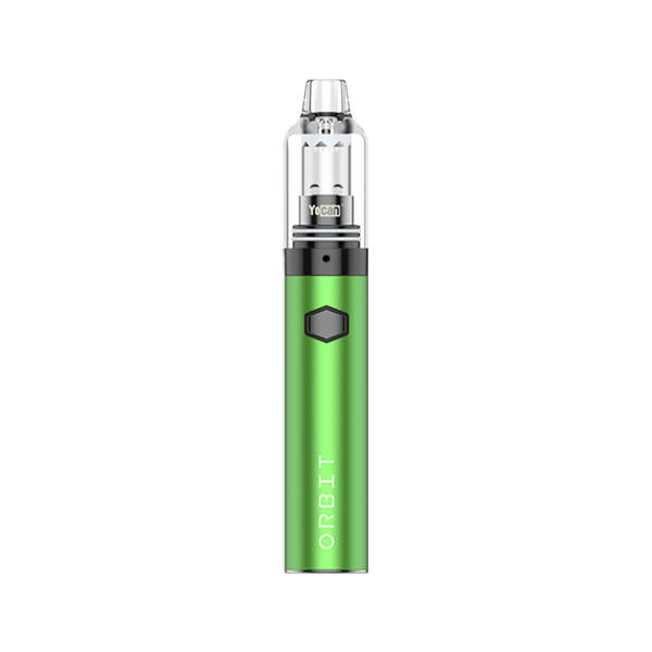 A straight-on view of the Orbit Vaporizer, showing its sleek, cylindrical design against a plain white background. A straight-on view of the Orbit Vaporizer, showing its sleek, cylindrical design against a plain white background.