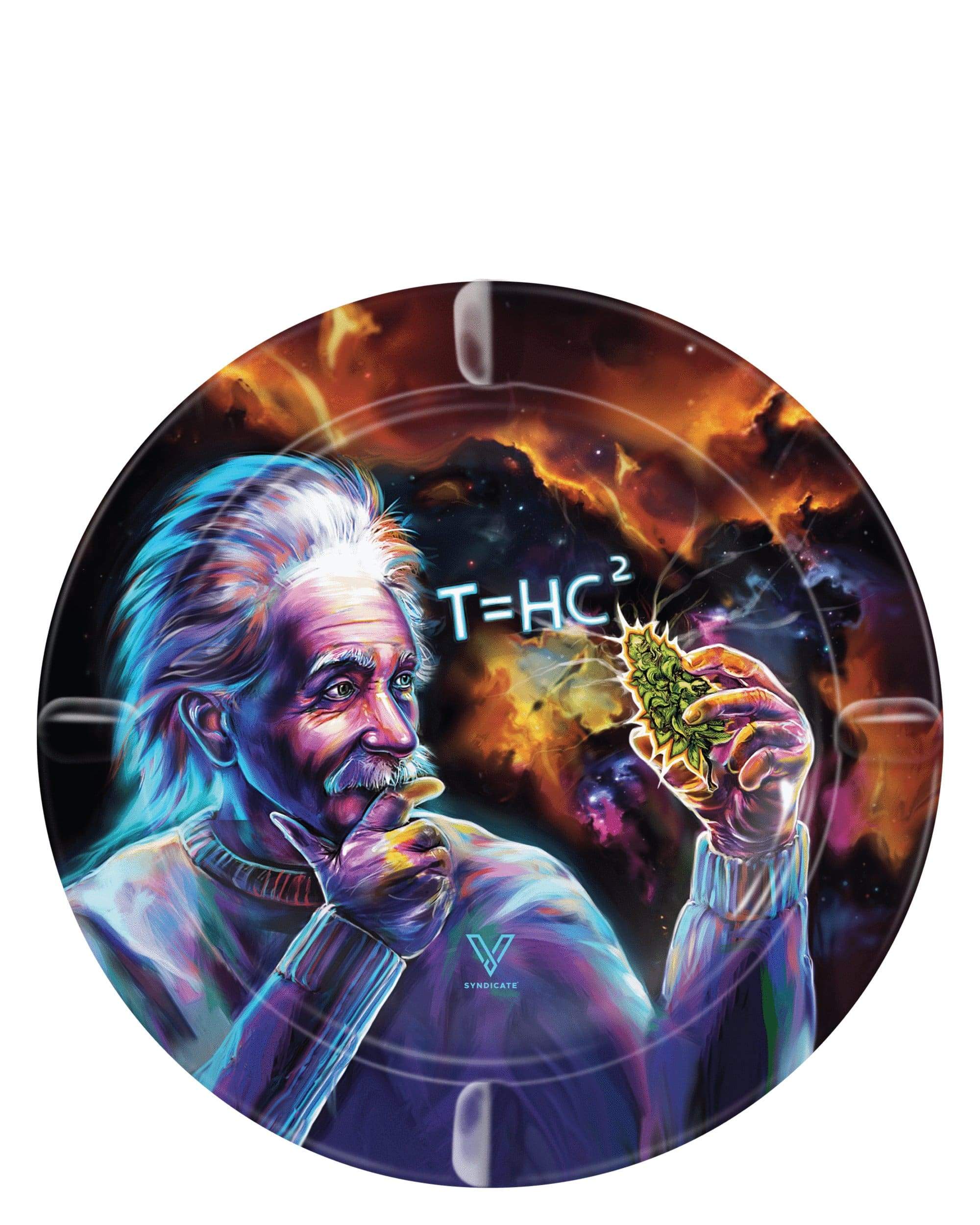 A close-up of the Blazin Metal Ashtray Collection, featuring a detailed, colorful design resembling a face within a metal frame. A close-up of the Blazin Metal Ashtray Collection, featuring a detailed, colorful design resembling a face within a metal frame.