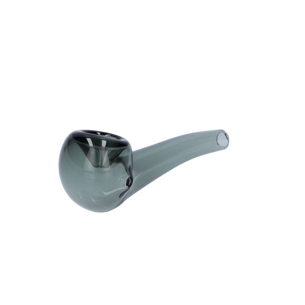 A side view of the 4-inch Everyday Essentials Bent Spoon Pipe, showing its curved shape and smooth glass finish. A side view of the 4-inch Everyday Essentials Bent Spoon Pipe, showing its curved shape and smooth glass finish.