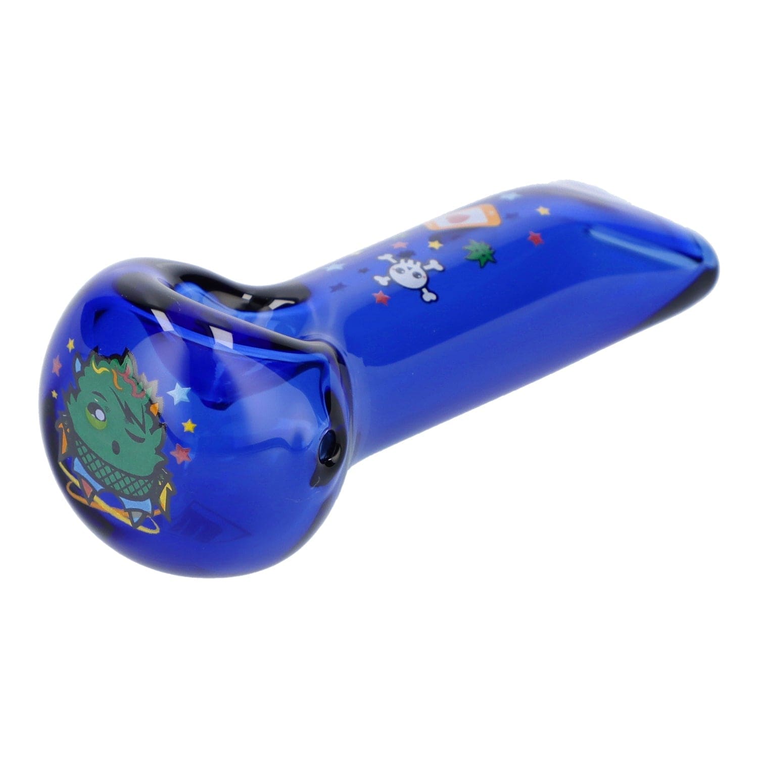 A transparent blue, angled view of the 4" Blue Dream Hand Pipe, with subtle visual texture and a smooth, curved design. A transparent blue, angled view of the 4" Blue Dream Hand Pipe, with subtle visual texture and a smooth, curved design.
