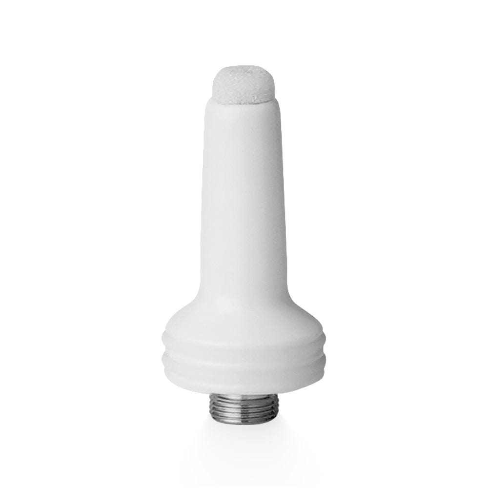Front view of the Fyra Dip Tip Head, showing the metallic connection point of the tip against a plain white background. Front view of the Fyra Dip Tip Head, showing the metallic connection point of the tip against a plain white background.