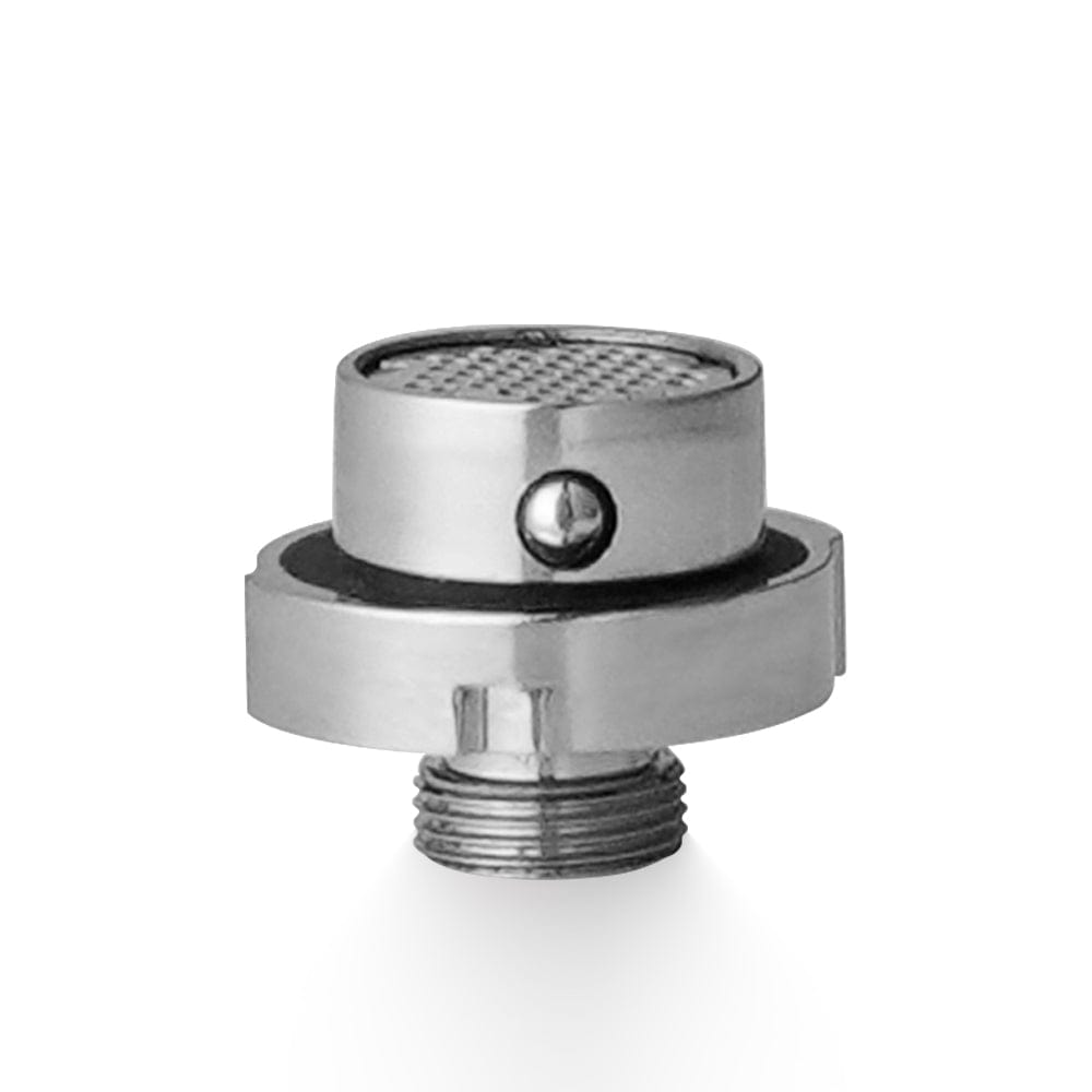 A close-up, angled view of the Fyra Herb Oven Head Adaptor, showing its metallic construction and threaded base. A close-up, angled view of the Fyra Herb Oven Head Adaptor, showing its metallic construction and threaded base.
