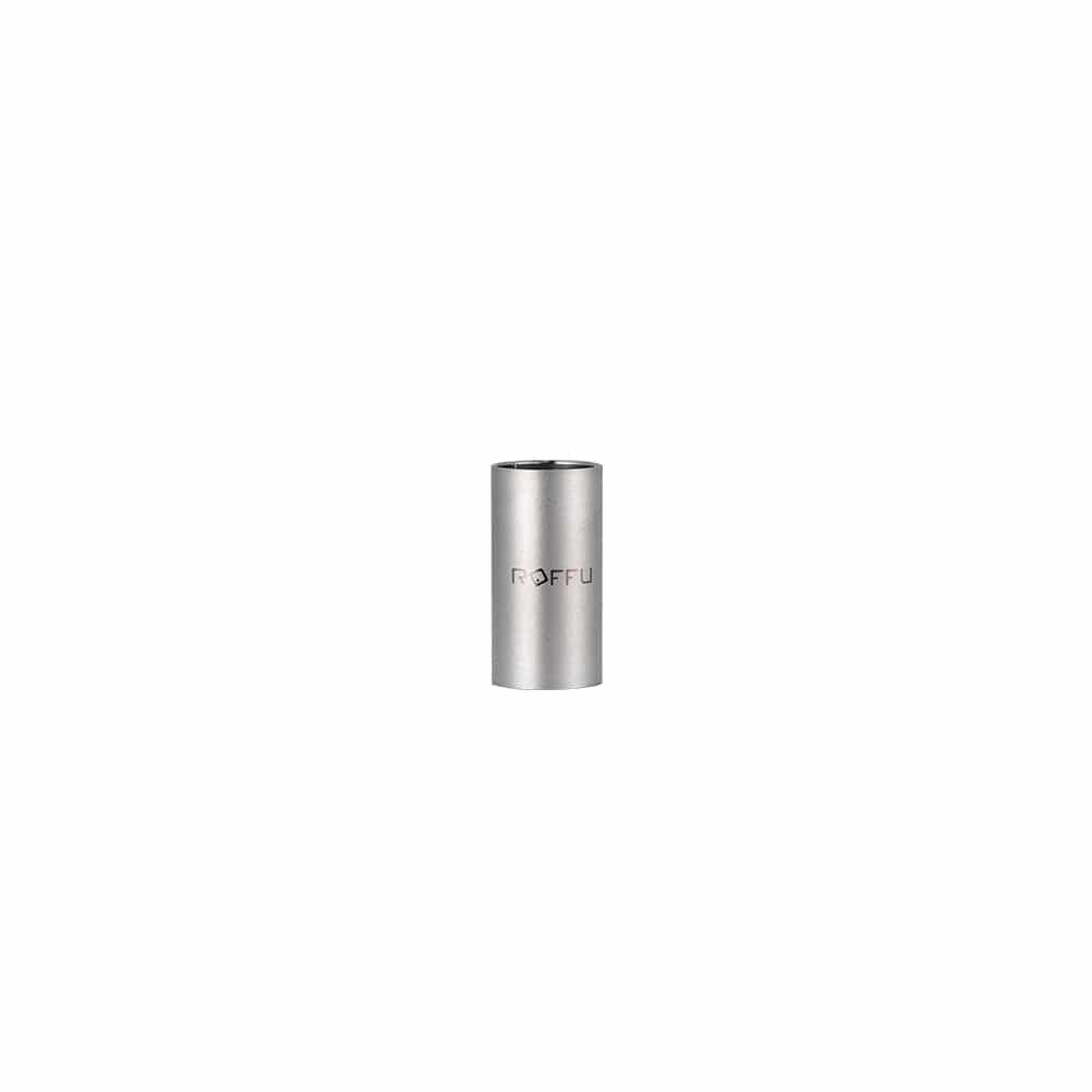 A studio shot of the Roffu Metal Chamber, displaying its sleek, cylindrical design against a plain white background. A studio shot of the Roffu Metal Chamber, displaying its sleek, cylindrical design against a plain white background.