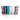 Front-facing lineup of six RYOT Acrylic Magnetic Dugout With Matching One Hitter units showing clear, white, teal, blue, purple, and marbled striped finishes on a reflective white surface.