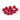 Top-down view of glossy red spheres arranged in a loose cluster, the Stash Shack Ruby Terp Pearls shown on a white background.