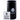 Close-up front view of a glossy black Kozo Glass Storage Jar with a white crest logo and a small humidity pack leaning against its base.