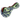 Angled close-up of the DankStop Rasta Slime Colorful Glass Pipe - 4 in., showing its pale green glass with navy swirls and red‑green stripe accents.