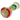 Close-up angled view of the DankStop Fancy Multi-Color Striped Glass Spoon Pipe - 5 in., showing red, green, yellow and white internal swirl patterns under bright lighting.