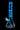 Front-lit, centered view of the blue DankStop Twisted Neon Beaker with Tree Perc showing its spiral neck, middle tree percolator, and angled downstem against a black background