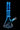 Front-facing shot of the DankStop Twisted Neon Beaker with Tree Perc in glowing blue glass against a black background.