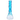 Vertical close-up of the blue-tinted DankStop Twisted Neon Beaker with Tree Perc showing its flared mouthpiece, upper twisted neck and visible tree percolator against a pale background