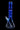 Upright front view of the DankStop Twisted Neon Beaker with Tree Perc glowing cobalt blue against a black background.