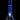 Straight-on view of the DankStop Twisted Neon Beaker with Tree Perc in deep cobalt blue against a black background, showing its twisted neck, cylindrical tree percolator, and clear beaker base.