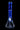 Straight-on view of the DankStop Twisted Neon Beaker with Tree Perc in deep cobalt blue against a black background, showing its twisted neck, cylindrical tree percolator, and clear beaker base.