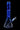 Studio-lit front view of the DankStop Twisted Neon Beaker with Tree Perc, showing its cobalt blue twisted neck and clear beaker base.