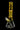 Vertical three-quarter view of the DankStop Twisted Neon Beaker with Tree Perc, showing its yellow-tinted twisted neck, central tree perc and clear beaker base against a black background