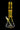 Straight-on view of the DankStop Twisted Neon Beaker with Tree Perc showing its yellow-tinted twisted neck, tree percolator chamber, and clear beaker base against a black background