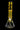 Centered front view of the DankStop Twisted Neon Beaker with Tree Perc showing a yellow-tinted twisted neck, visible tree perc chamber, and clear beaker base against a black background