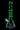 Studio-lit front view of the DankStop Twisted Neon Beaker with Tree Perc showing its green-tinted twisted neck, central tree percolator, and angled downstem against a black background