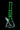 Vertical close-up of the green DankStop Twisted Neon Beaker with Tree Perc against a black background, showing its twisted neck, tree percolator chamber, and beaker base.
