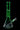 Straight-on view of the DankStop Twisted Neon Beaker with Tree Perc showing its green-tinted twisted neck, central tree percolator, and clear beaker base against a black background.