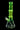 Center-frontal view of the DankStop Twisted Neon Beaker with Tree Perc glowing bright green against a black background, showing its twisted neck, tree percolator chamber, and angled downstem.