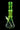 Studio-lit frontal view of the DankStop Twisted Neon Beaker with Tree Perc glowing neon green against a black background.
