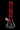 Vertical front view of the DankStop Twisted Neon Beaker with Tree Perc showing a red-tinted twisted neck and central tree percolator above a clear beaker base on a black background