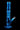 Studio-lit, upright view of the DankStop Twisted Straight Tube with Tree Perc in translucent electric blue against black.