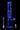 Front view of the DankStop Twisted Straight Tube with Tree Perc in translucent cobalt blue, shown upright on a black background with its downstem and bowl beside it.