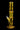Vertical studio shot of a yellow glass DankStop Twisted Straight Tube with Tree Perc against a black background, showing its spiral neck, mid-level tree perc and angled joint.