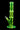 Tall, front-facing shot of the neon green DankStop Twisted Straight Tube with Tree Perc against a black background, showing its twisted neck, angled joint, and visible tree percolator.