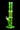 Vertical studio shot of the neon green DankStop Twisted Straight Tube with Tree Perc centered on a black background, showing its spiral neck, tree perc chamber, angled joint, and flared base.