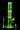 Center-front view of the neon green DankStop Twisted Straight Tube with Tree Perc against a black background, showing its angled mouthpiece, spiral body and detachable downstem and bowl.