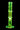 Tall front view of the neon green DankStop Twisted Straight Tube with Tree Perc against a black background, lit to show its spiral neck and tree percolator.